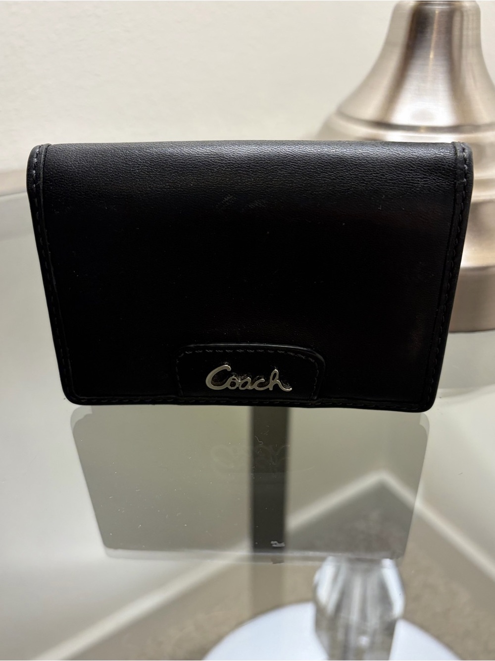 Coach Black Leather Bifold Card Wallet